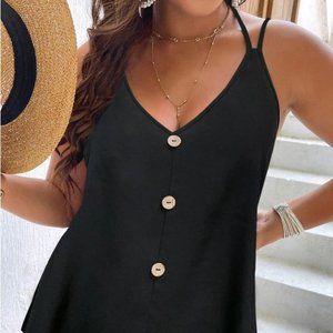 Beautiful Plus Tie Back Fake Button Cami Top XL - 4XL